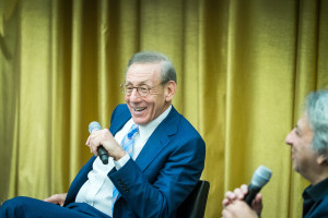 Nov. 2, 2016 -- Stephen Ross, chairman of Related Companies, speaks about the Hudson Yards development project at Piper Auditorium, Gund Hall, 48 Quincy Street, Cambridge, on Wednesday, November 2, 2016. The renewal of the Hudson Yards district, a project jointly planned, funded, and constructed by the New York City and State governments and the Metropolitan Transportation Authority, concerns a section of Manhattan between Penn Station and the Hudson River.