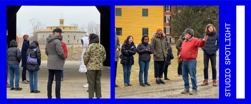 two side-by-side images of students participating in Cooperative Housing in America option studio